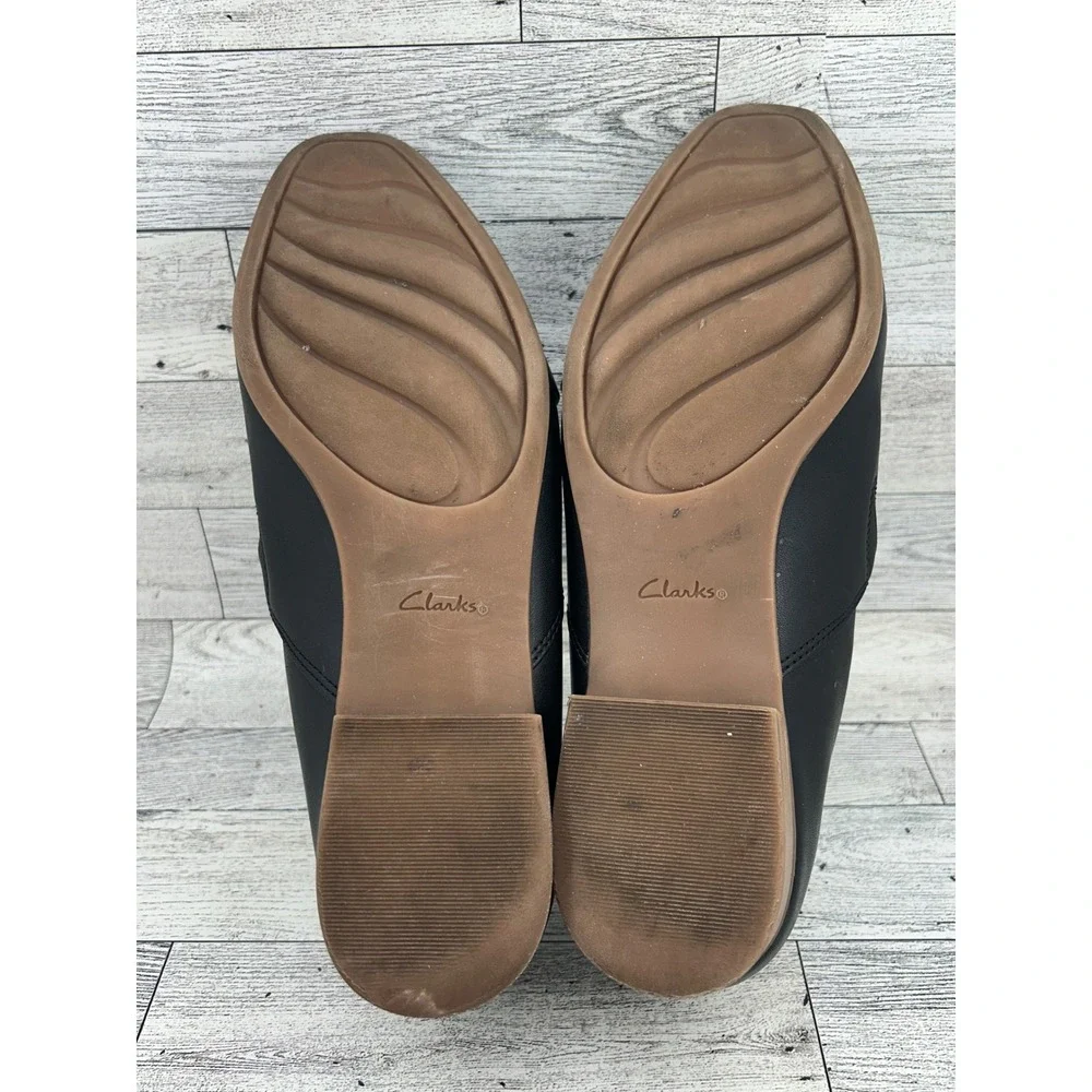 Clarks Collection Black Leather Ultimate Comfort Loafers Flats Women Sz 9W